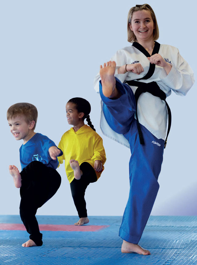 DSA members and instructor practicing Taekwondo